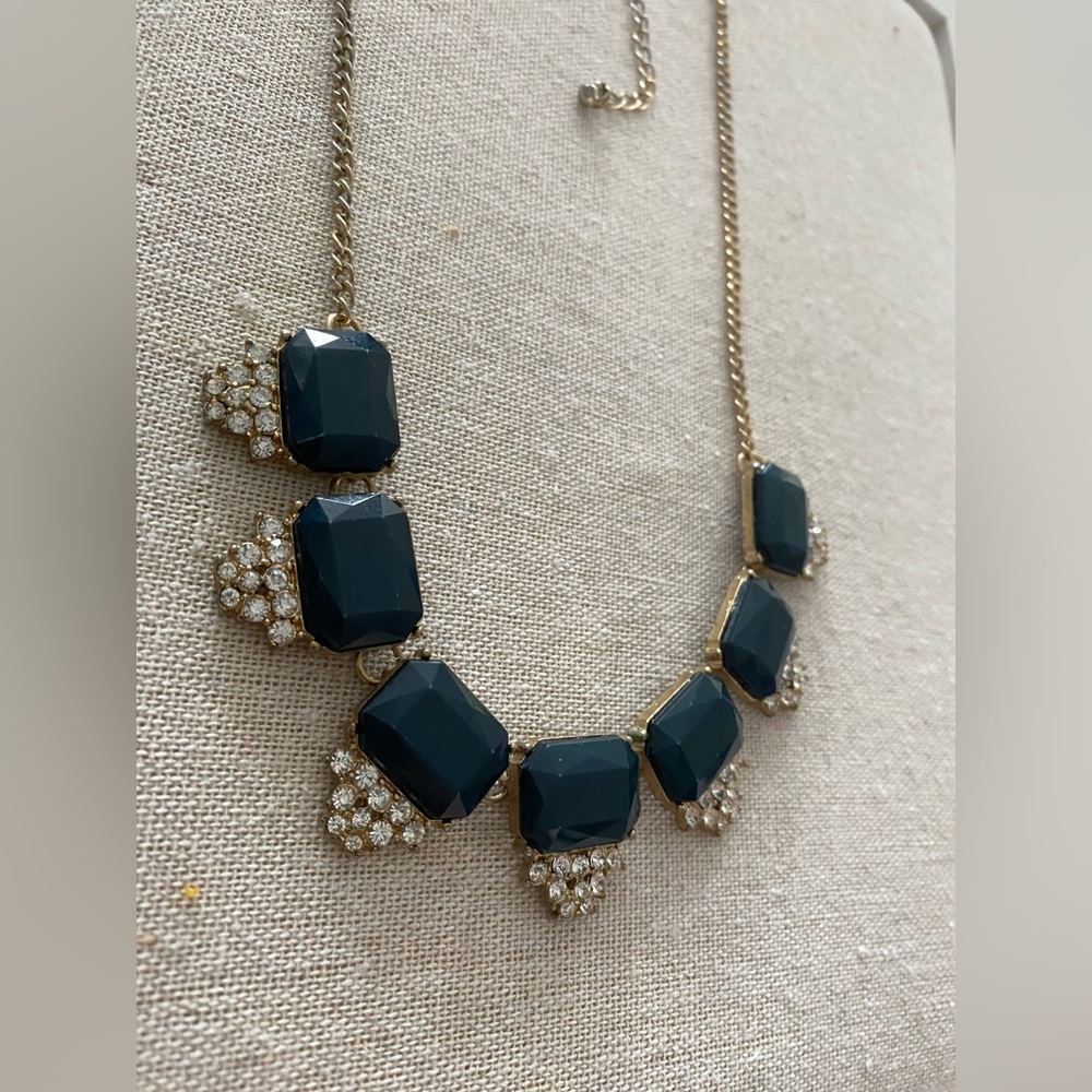 Emerald Green & Gold Statement Bib Necklace - Elegant Wedding Guest Jewelry